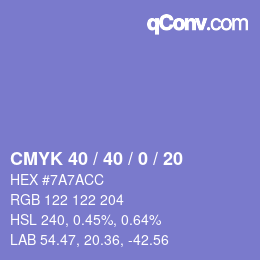 Farbcode: CMYK 40 / 40 / 0 / 20 | qconv.com