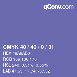 Código de color: CMYK 40 / 40 / 0 / 31 | qconv.com