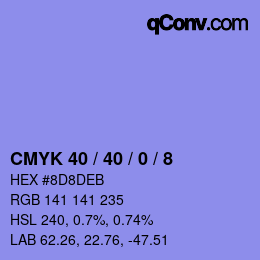 カラーコード: CMYK 40 / 40 / 0 / 8 | qconv.com