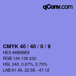 カラーコード: CMYK 40 / 40 / 0 / 9 | qconv.com