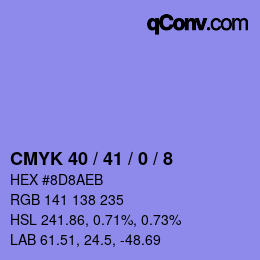 颜色代码: CMYK 40 / 41 / 0 / 8 | qconv.com