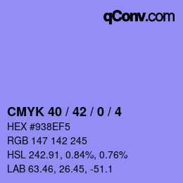 カラーコード: CMYK 40 / 42 / 0 / 4 | qconv.com