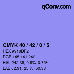 カラーコード: CMYK 40 / 42 / 0 / 5 | qconv.com