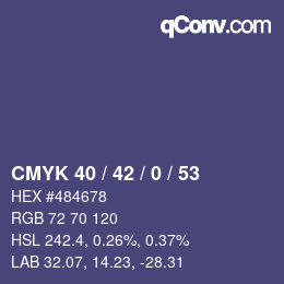 Color code: CMYK 40 / 42 / 0 / 53 | qconv.com