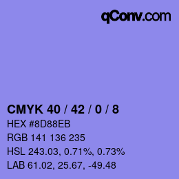 カラーコード: CMYK 40 / 42 / 0 / 8 | qconv.com