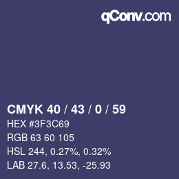 颜色代码: CMYK 40 / 43 / 0 / 59 | qconv.com
