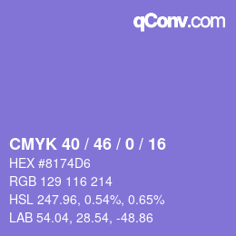 Código de color: CMYK 40 / 46 / 0 / 16 | qconv.com
