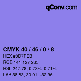Color code: CMYK 40 / 46 / 0 / 8 | qconv.com