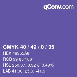Color code: CMYK 40 / 49 / 0 / 35 | qconv.com