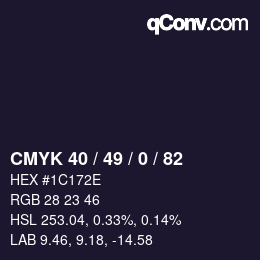 カラーコード: CMYK 40 / 49 / 0 / 82 | qconv.com