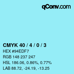 カラーコード: CMYK 40 / 4 / 0 / 3 | qconv.com