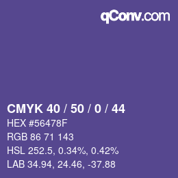 カラーコード: CMYK 40 / 50 / 0 / 44 | qconv.com