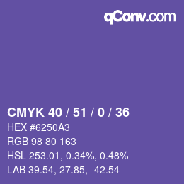 カラーコード: CMYK 40 / 51 / 0 / 36 | qconv.com