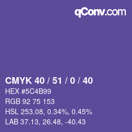 カラーコード: CMYK 40 / 51 / 0 / 40 | qconv.com