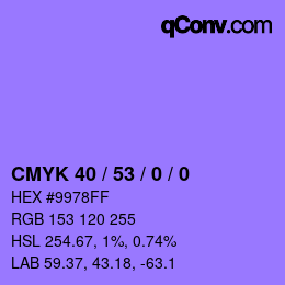 Color code: CMYK 40 / 53 / 0 / 0 | qconv.com