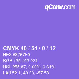 颜色代码: CMYK 40 / 54 / 0 / 12 | qconv.com