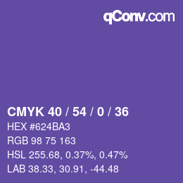 Color code: CMYK 40 / 54 / 0 / 36 | qconv.com