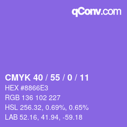 Farbcode: CMYK 40 / 55 / 0 / 11 | qconv.com