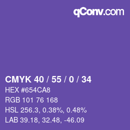 Farbcode: CMYK 40 / 55 / 0 / 34 | qconv.com