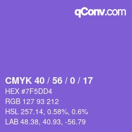 カラーコード: CMYK 40 / 56 / 0 / 17 | qconv.com