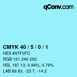 颜色代码: CMYK 40 / 5 / 0 / 1 | qconv.com