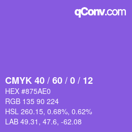 カラーコード: CMYK 40 / 60 / 0 / 12 | qconv.com