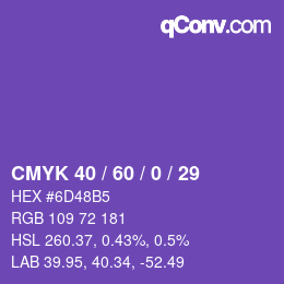 Color code: CMYK 40 / 60 / 0 / 29 | qconv.com