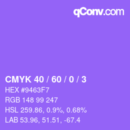 カラーコード: CMYK 40 / 60 / 0 / 3 | qconv.com