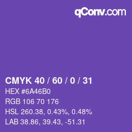 颜色代码: CMYK 40 / 60 / 0 / 31 | qconv.com