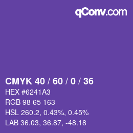 カラーコード: CMYK 40 / 60 / 0 / 36 | qconv.com