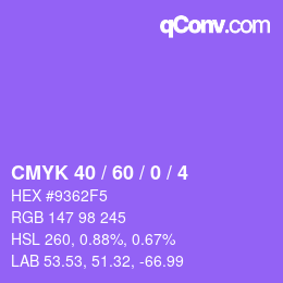 カラーコード: CMYK 40 / 60 / 0 / 4 | qconv.com