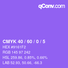 カラーコード: CMYK 40 / 60 / 0 / 5 | qconv.com