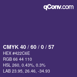 颜色代码: CMYK 40 / 60 / 0 / 57 | qconv.com