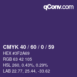 カラーコード: CMYK 40 / 60 / 0 / 59 | qconv.com