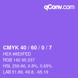 カラーコード: CMYK 40 / 60 / 0 / 7 | qconv.com