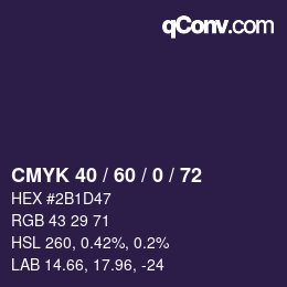 カラーコード: CMYK 40 / 60 / 0 / 72 | qconv.com