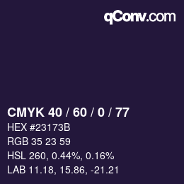 颜色代码: CMYK 40 / 60 / 0 / 77 | qconv.com