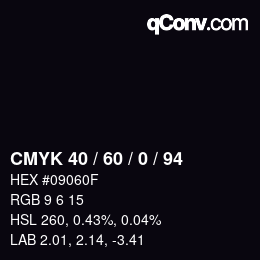 カラーコード: CMYK 40 / 60 / 0 / 94 | qconv.com