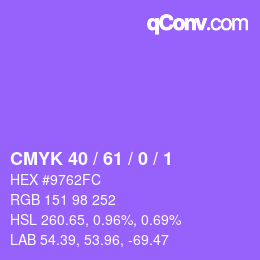 カラーコード: CMYK 40 / 61 / 0 / 1 | qconv.com