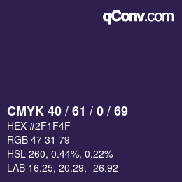 Color code: CMYK 40 / 61 / 0 / 69 | qconv.com