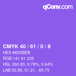 カラーコード: CMYK 40 / 61 / 0 / 8 | qconv.com