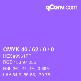 カラーコード: CMYK 40 / 62 / 0 / 0 | qconv.com
