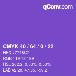 Color code: CMYK 40 / 64 / 0 / 22 | qconv.com