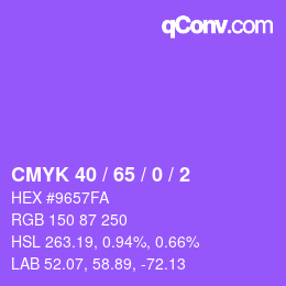 颜色代码: CMYK 40 / 65 / 0 / 2 | qconv.com