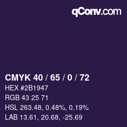 カラーコード: CMYK 40 / 65 / 0 / 72 | qconv.com