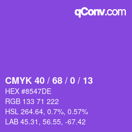 カラーコード: CMYK 40 / 68 / 0 / 13 | qconv.com