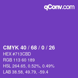 カラーコード: CMYK 40 / 68 / 0 / 26 | qconv.com