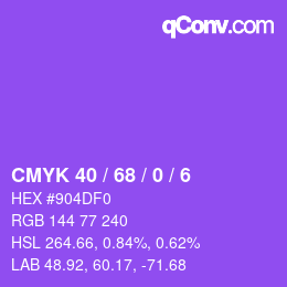 Color code: CMYK 40 / 68 / 0 / 6 | qconv.com