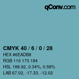 Farbcode: CMYK 40 / 6 / 0 / 28 | qconv.com