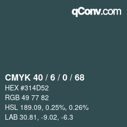 カラーコード: CMYK 40 / 6 / 0 / 68 | qconv.com